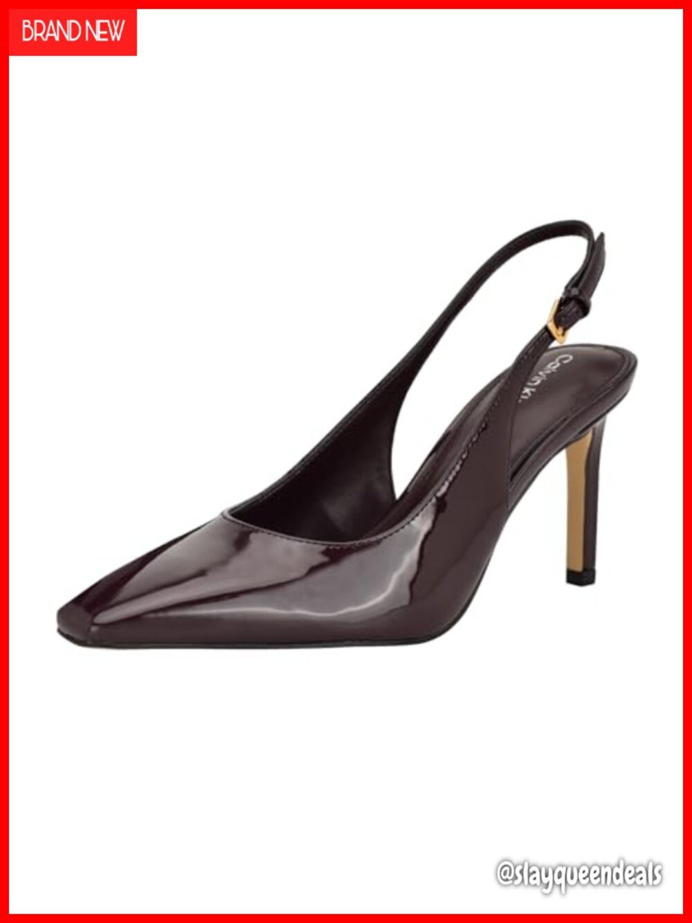 Faux Patent Leather Slingback Stiletto Dress Pumps Square Toe